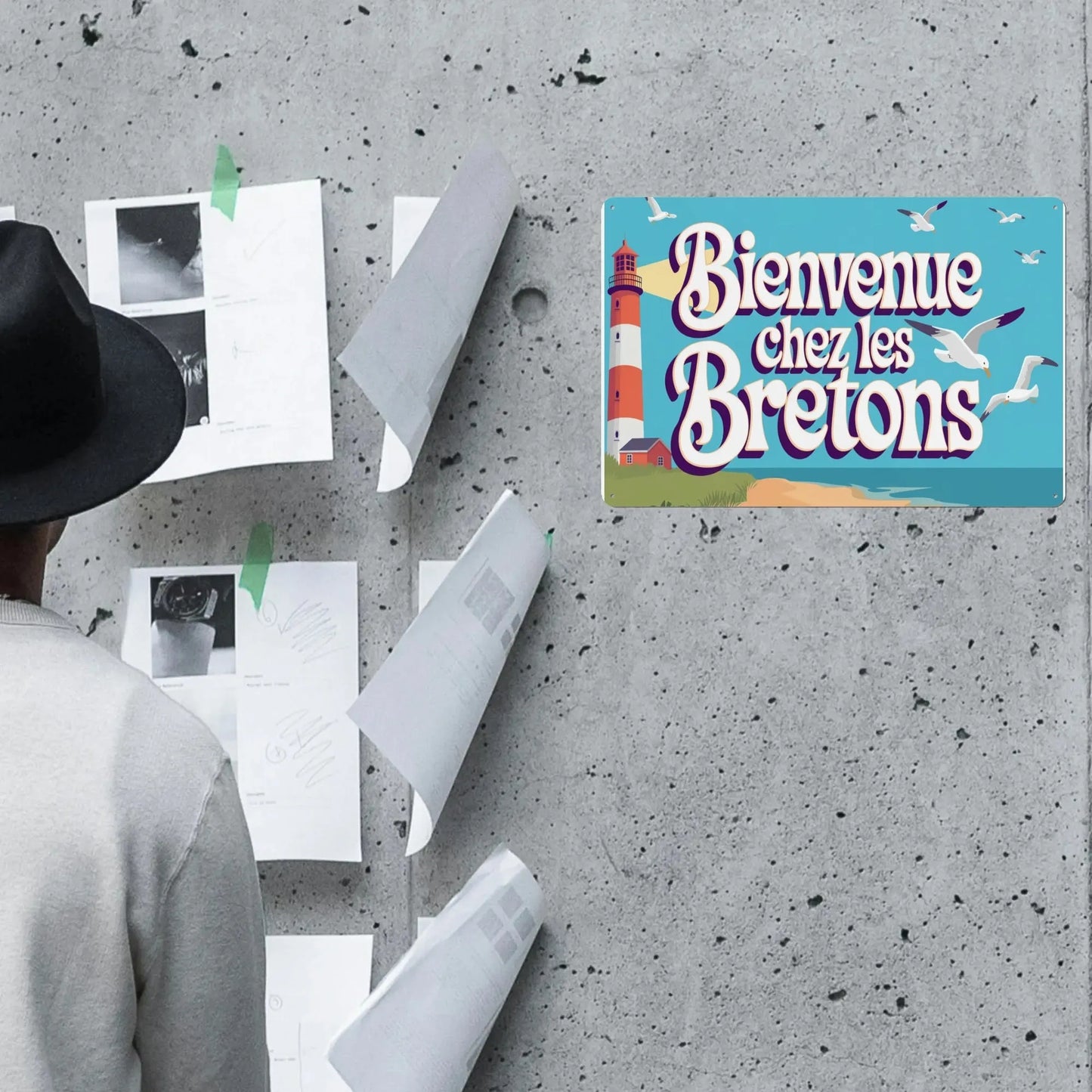 Plaques métalliques pour intérieur/extérieur Bienvenue Chez les Bretons  (Livraison Gratuite)