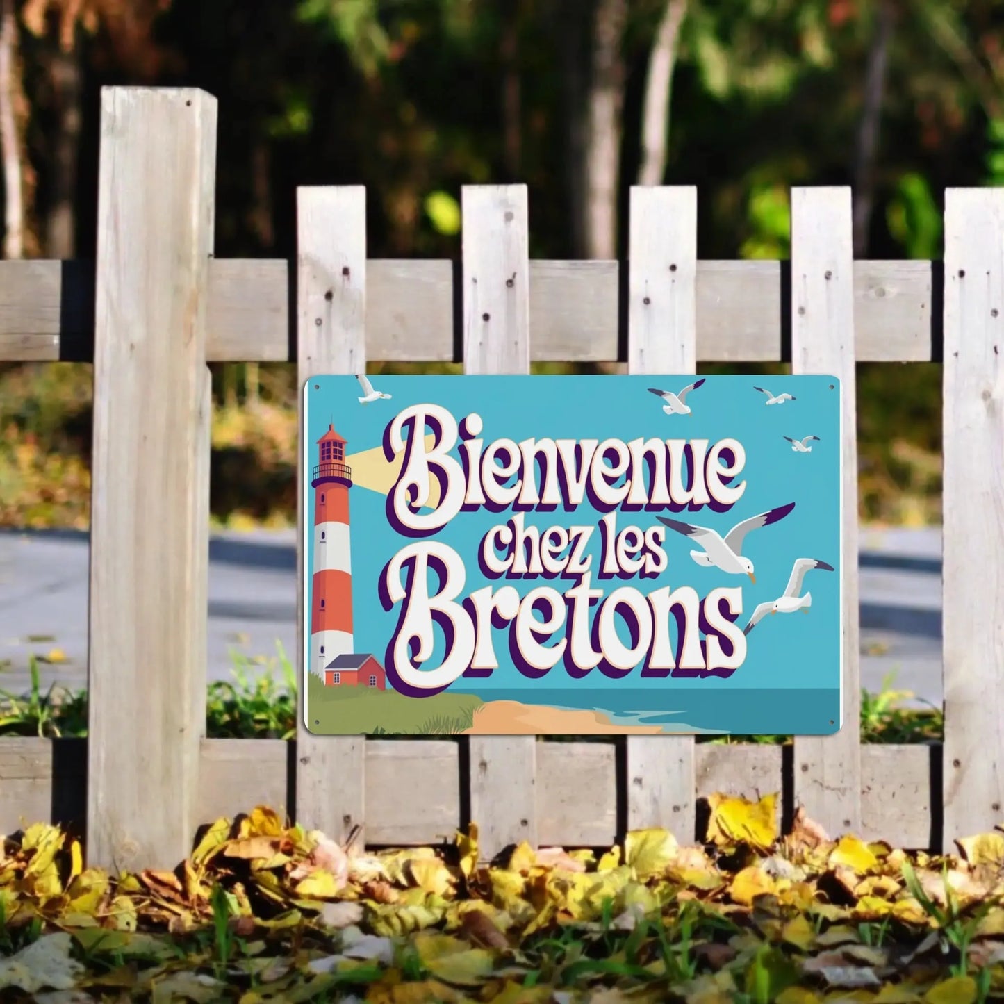 Plaques métalliques pour intérieur/extérieur Bienvenue Chez les Bretons  (Livraison Gratuite)