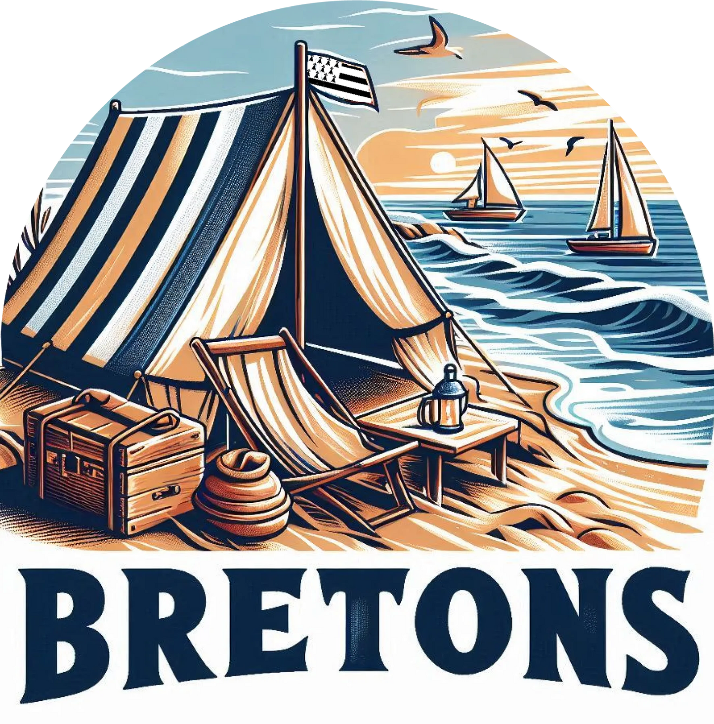 Autocollant Campeurs Bretons - Ambiance Plage et Camping en Bretagne