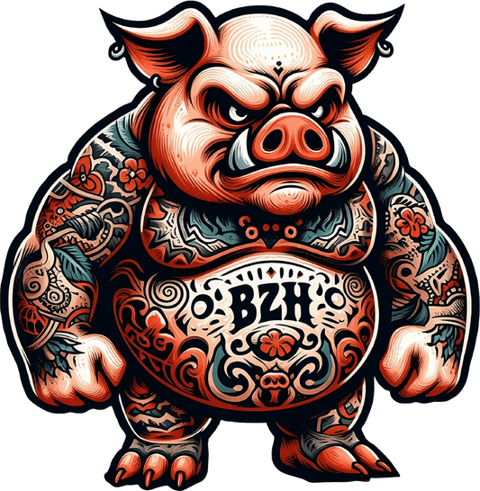 Autocollant Cochon Tatoué BZH - Autocollant BZH