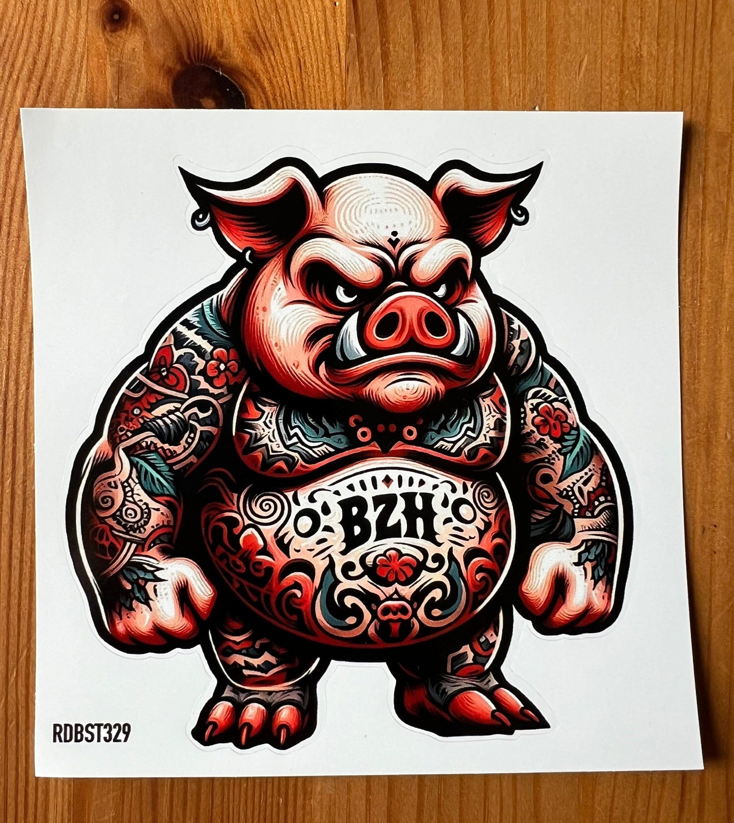 Autocollant Cochon Tatoué BZH - Autocollant BZH