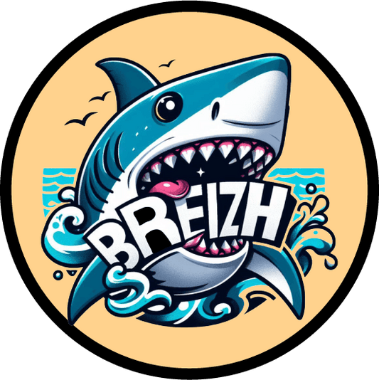 Autocollant requin croque BREIZH - 9 cm - Fabriqué en Bretagne - Autocollant BZH