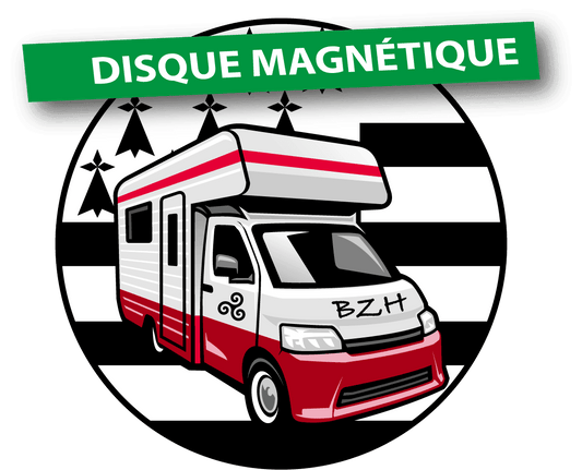 Disque Magnétique Camping Car Drapeau Breton, diamètre 15 cm, fabriqué en Bretagne - Autocollant BZH