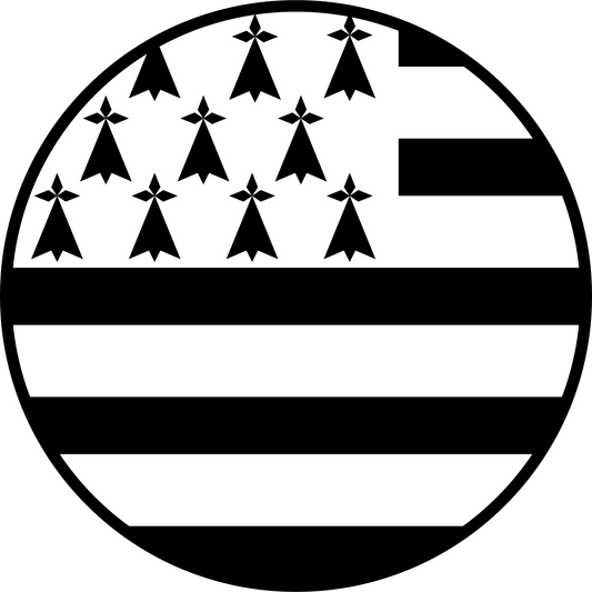 Grand Autocollant Drapeau Breton Rond 60,90 cm - Autocollant BZH