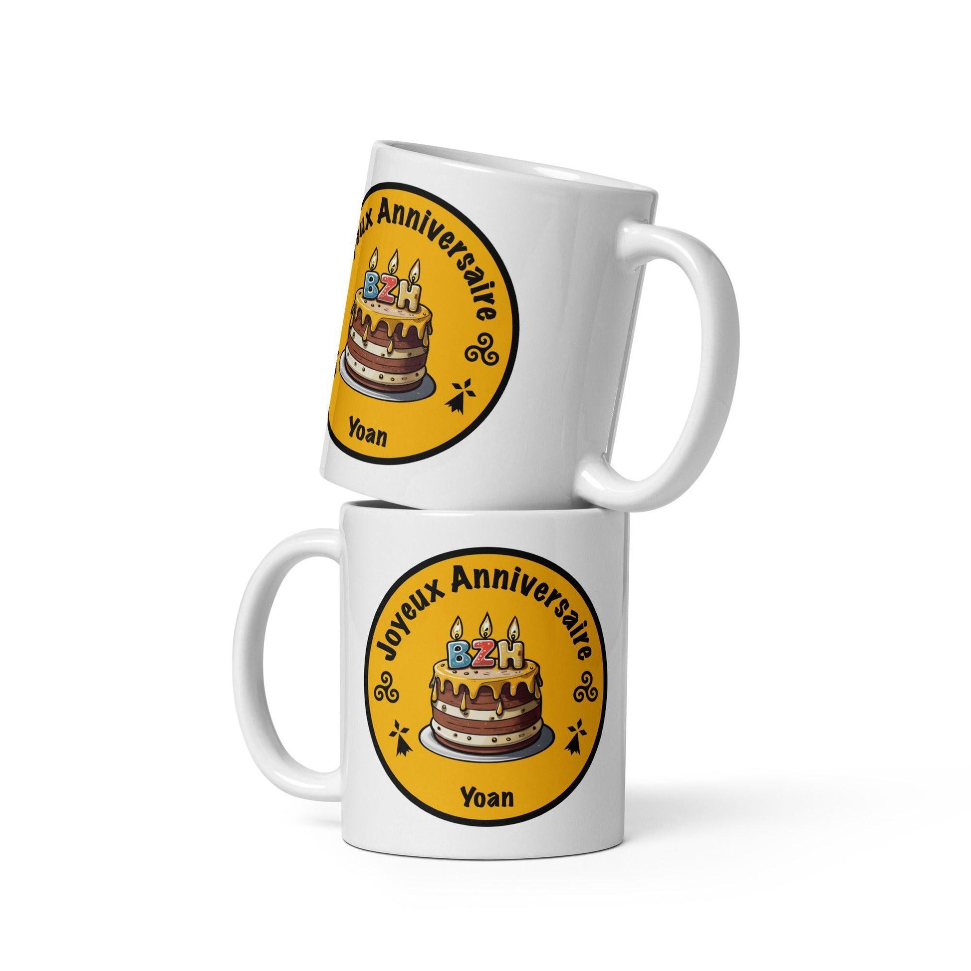 Mug Anniversaire BZH Prénom Personnalisé - Autocollant BZH