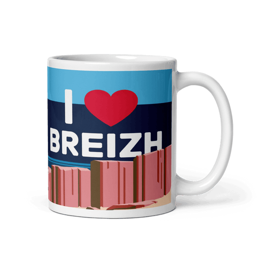 Mug Blanc I Love Breizh - Autocollant BZH