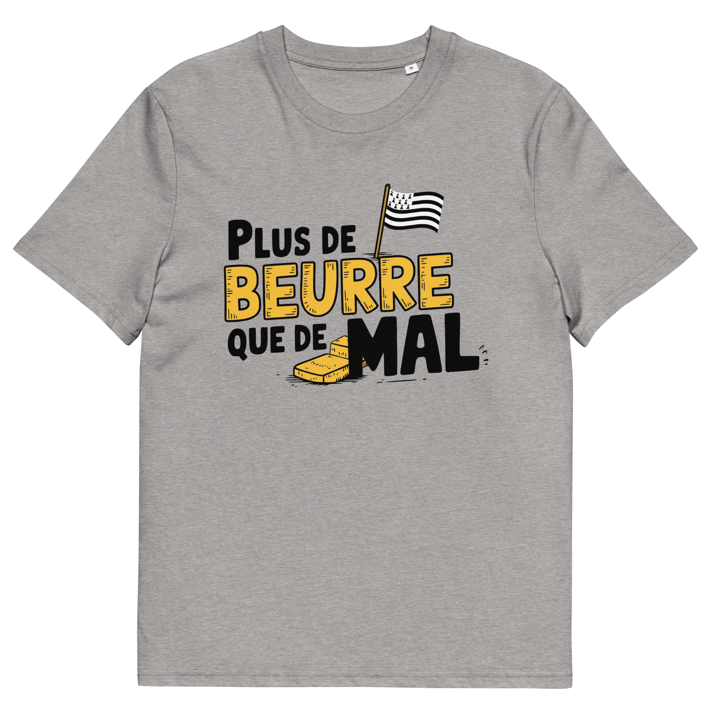 T-shirt Plus de Beurre que de Mal, Un clin d'œil gourmand à la Bretagne - Autocollant BZH