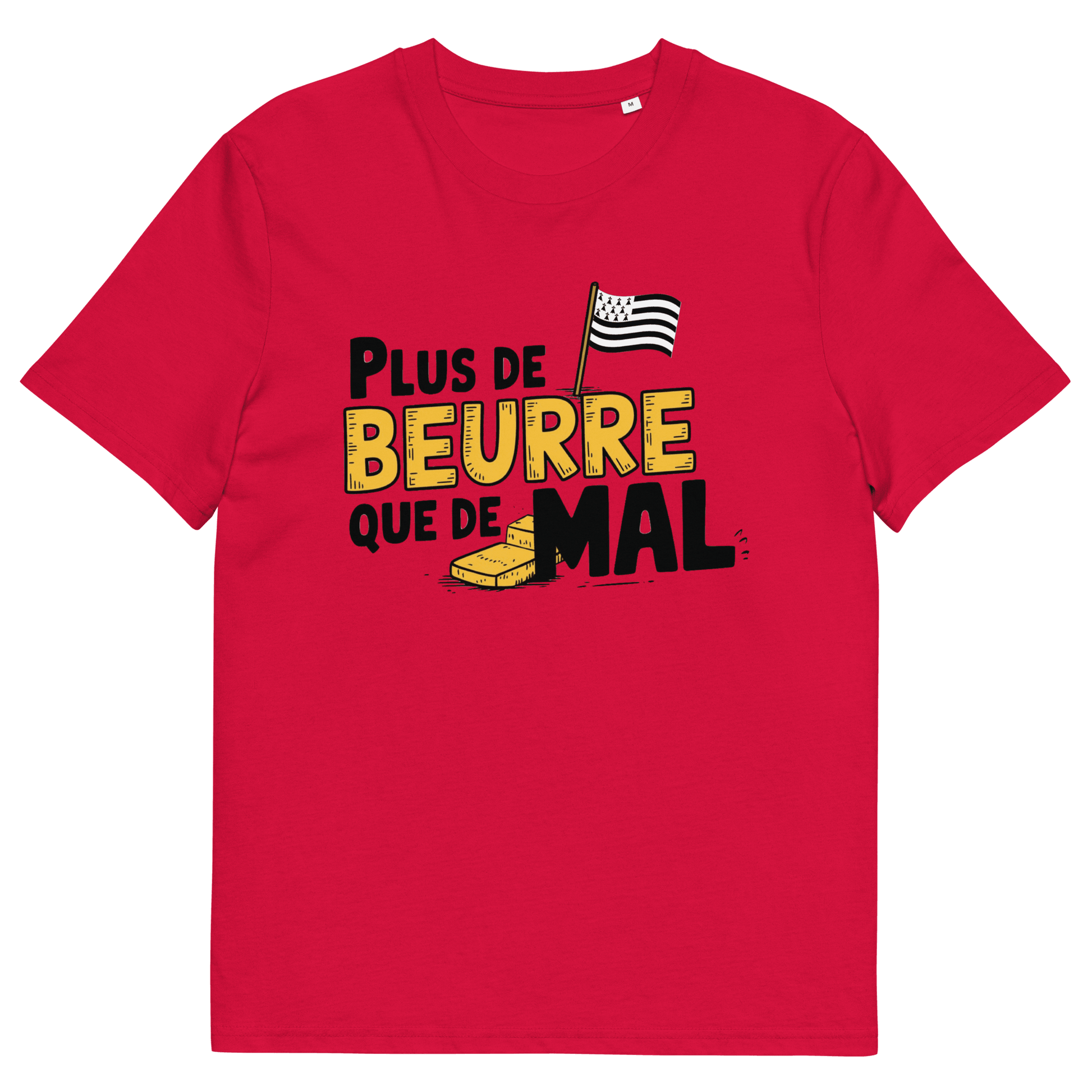 T-shirt Plus de Beurre que de Mal, Un clin d'œil gourmand à la Bretagne - Autocollant BZH