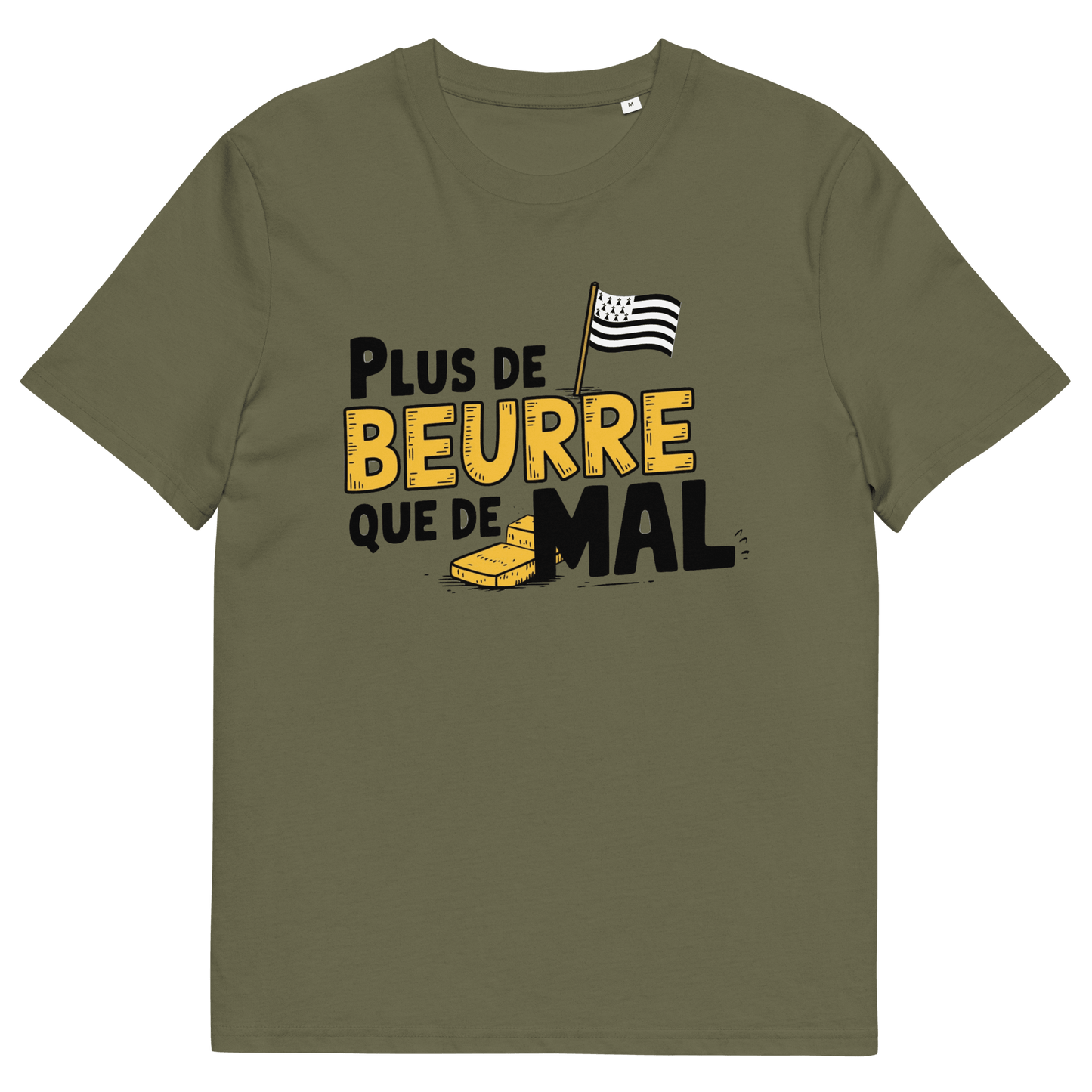 T-shirt Plus de Beurre que de Mal, Un clin d'œil gourmand à la Bretagne - Autocollant BZH