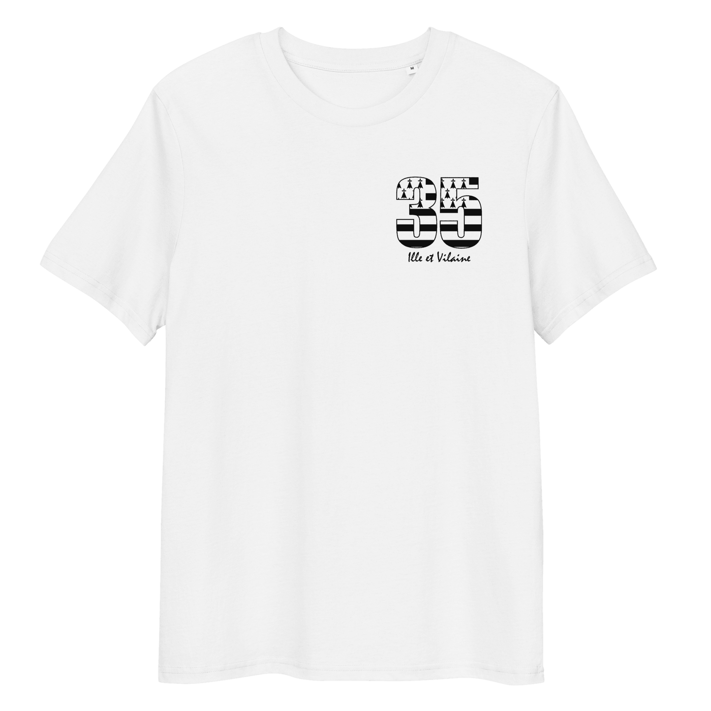 T-shirt Unisexe “35 Ille et Vilaine” Drapeau Breton Coeur et Dos - Autocollant BZH