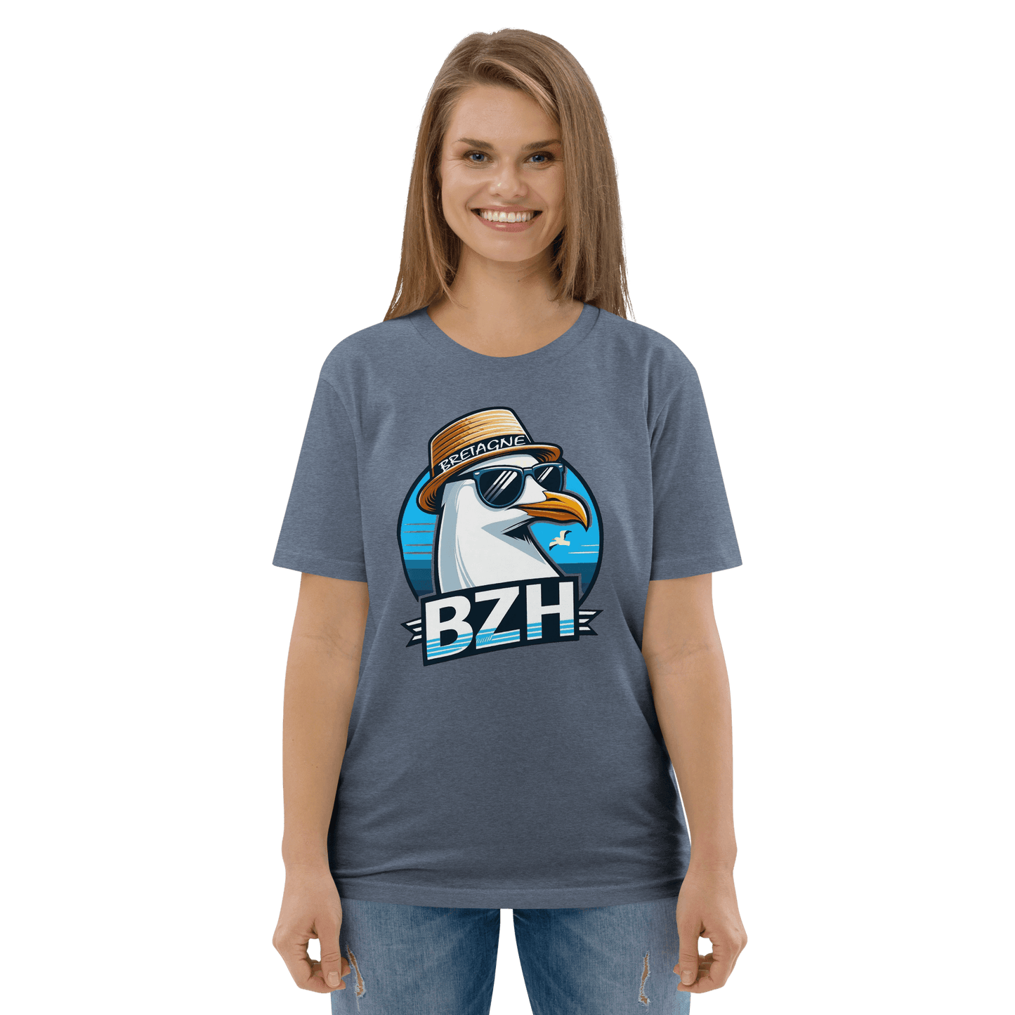 T-shirt unisexe Mouette Bretagne BZH - Autocollant BZH