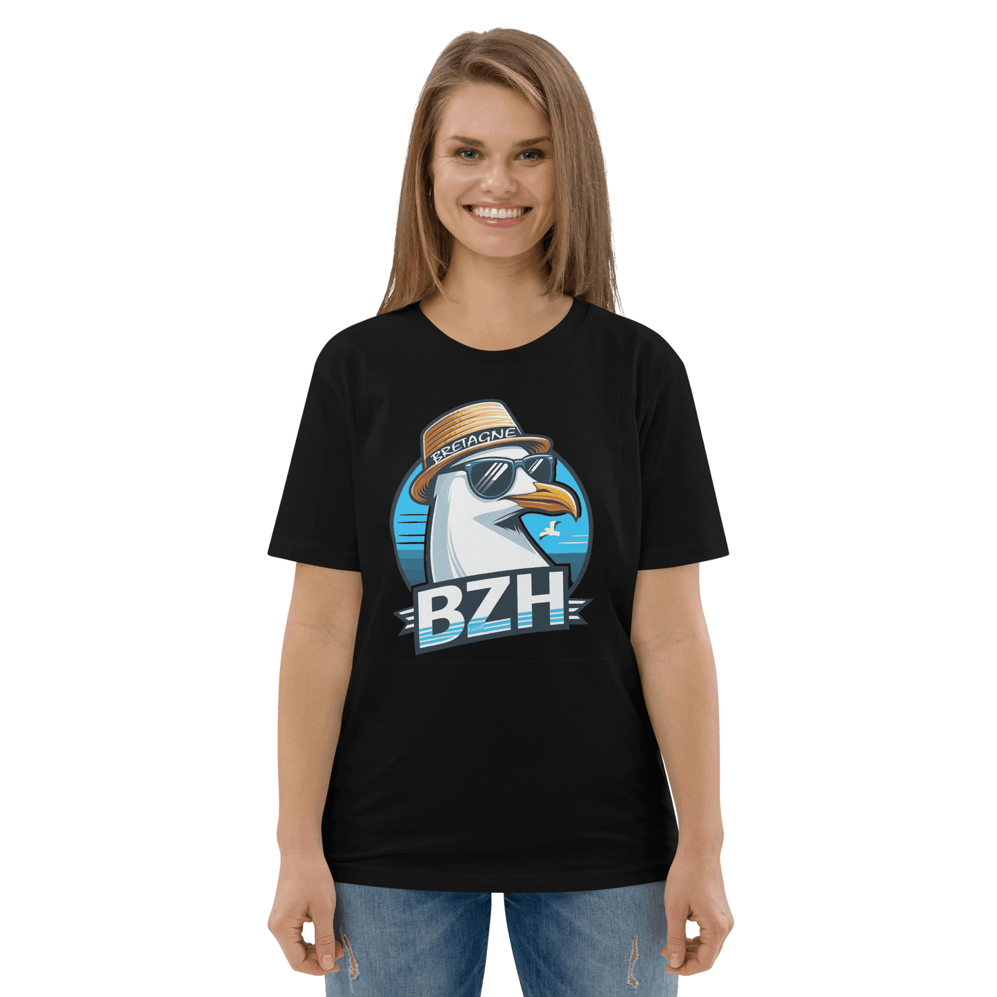 T-shirt unisexe Mouette Bretagne BZH - Autocollant BZH