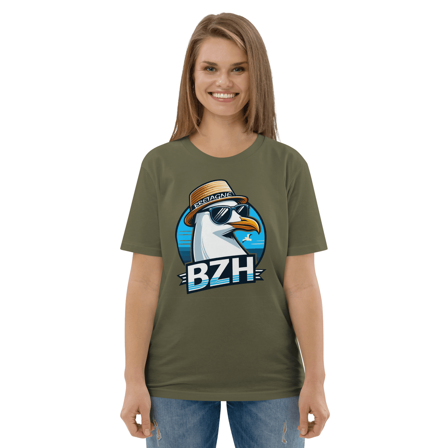 T-shirt unisexe Mouette Bretagne BZH - Autocollant BZH