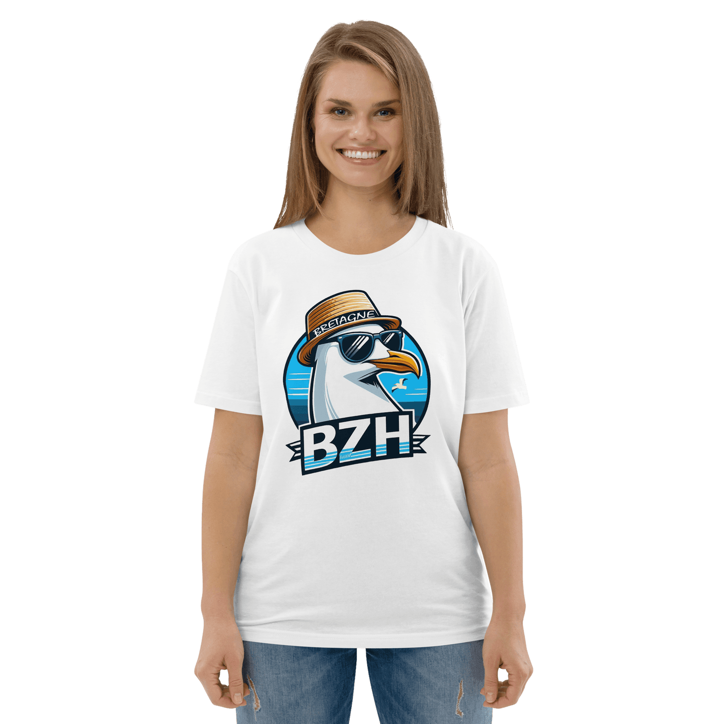 T-shirt unisexe Mouette Bretagne BZH - Autocollant BZH