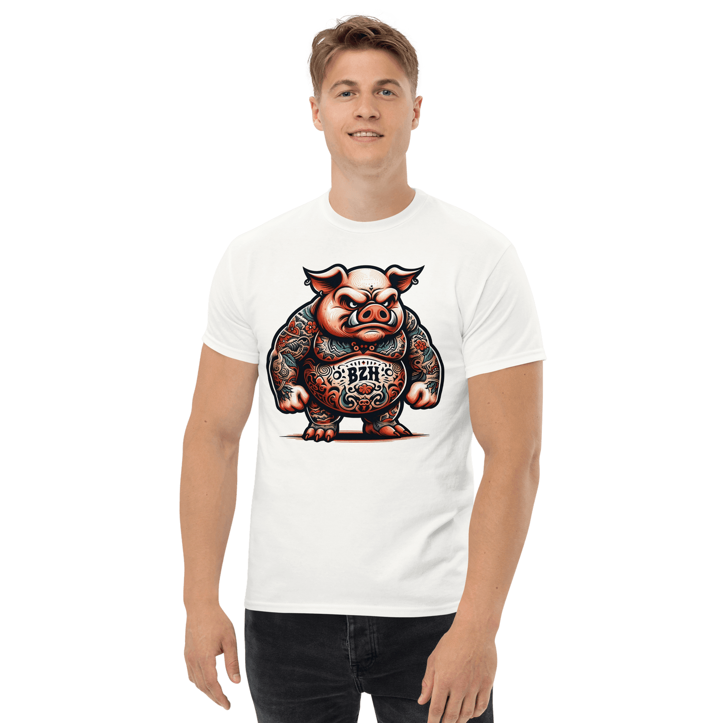 Tee-shirt Breton Cochon Tatoué BZH - Autocollant BZH