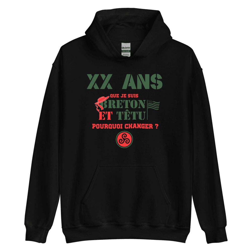 Sweat à capuche anniversaire personnalisable pour Breton - Autocollant BZH