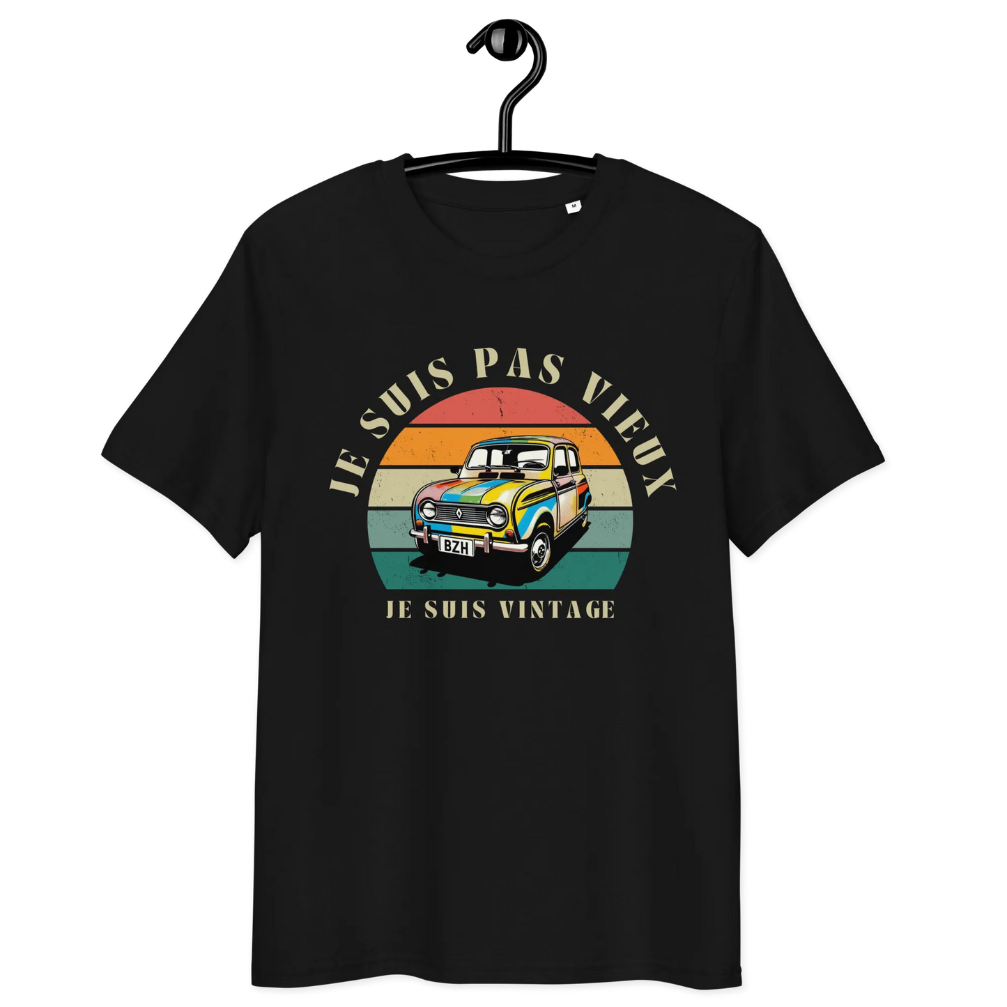 T-shirt Breton "Je Suis pas Vieux, je suis Vintage" avec 4L colorée