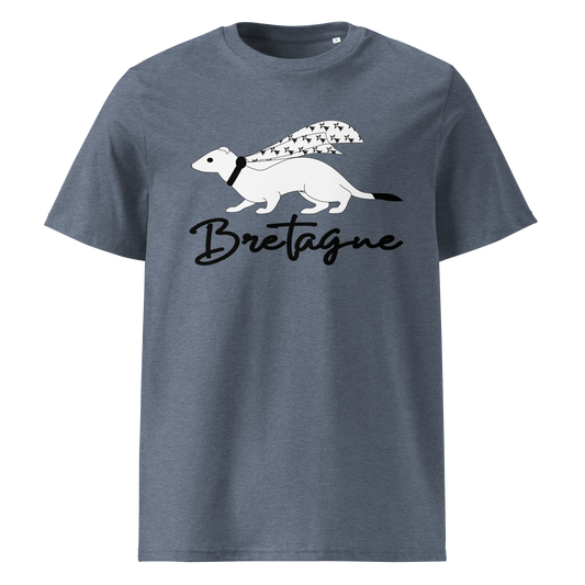 Tee-shirt Bio Unisexe Hermine (l'animal) avec cape drapeau Breton & Bretagne