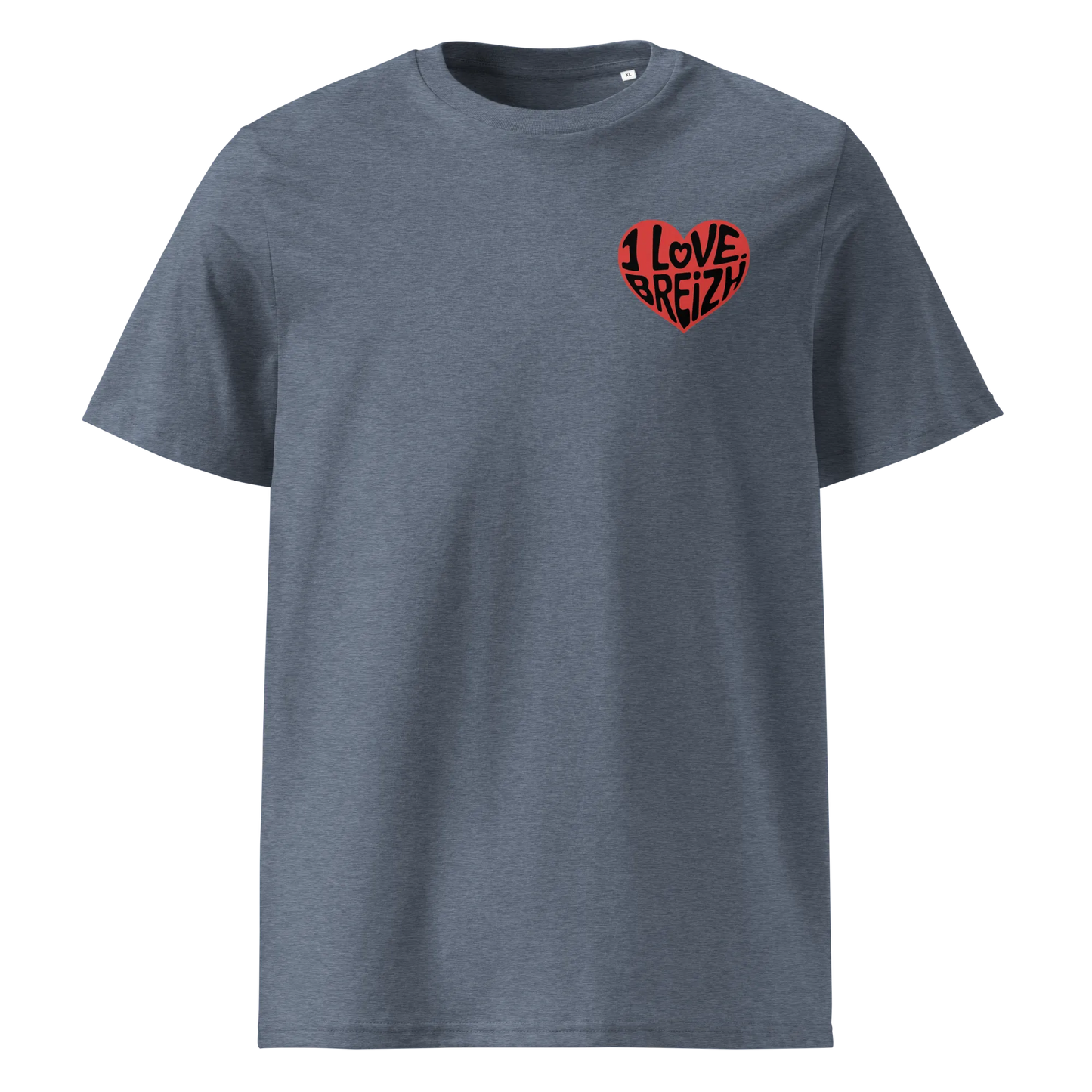 T-shirt Bio "I love Breizh" : Coeur Breton, Coton Organique, Unisexe