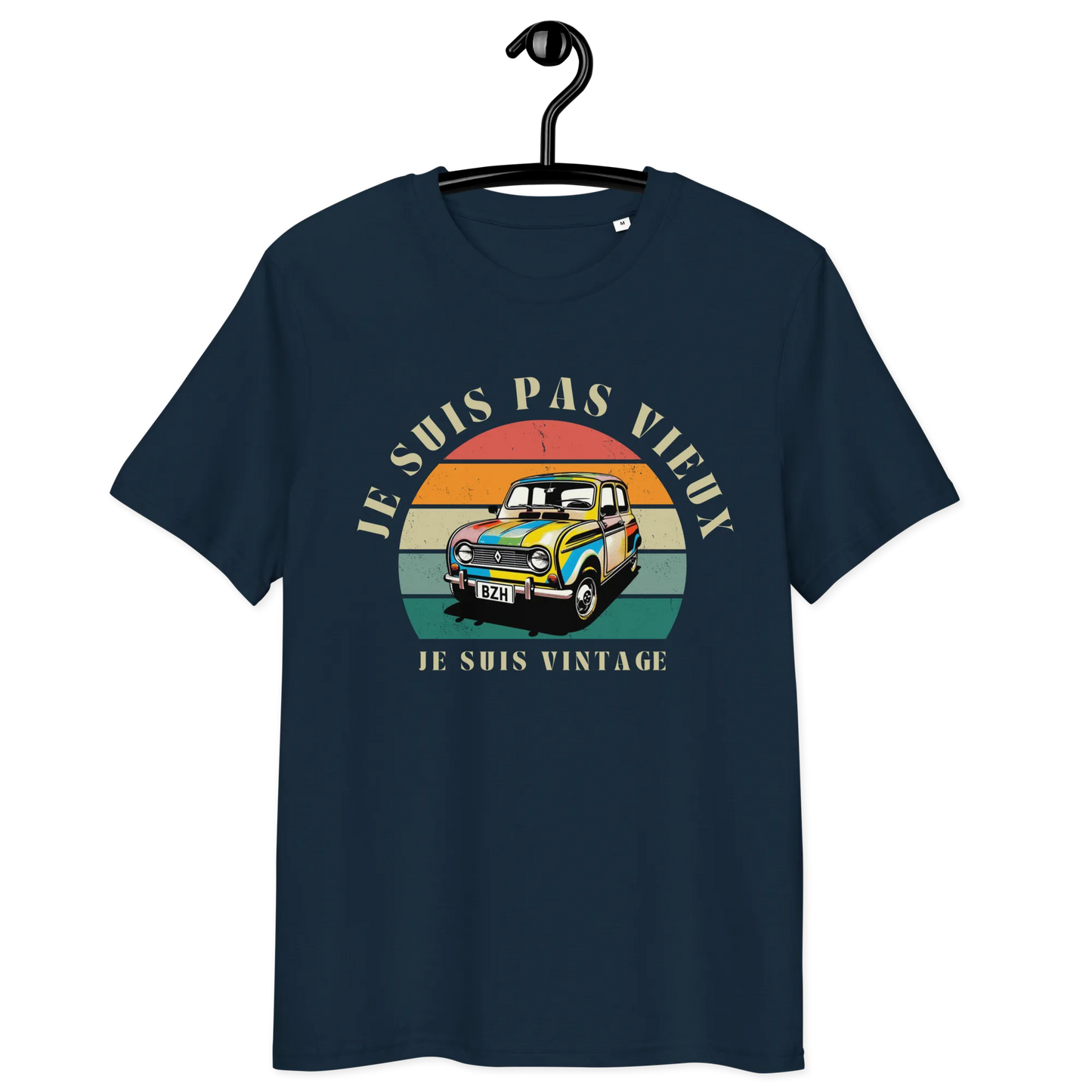 T-shirt Breton "Je Suis pas Vieux, je suis Vintage" avec 4L colorée