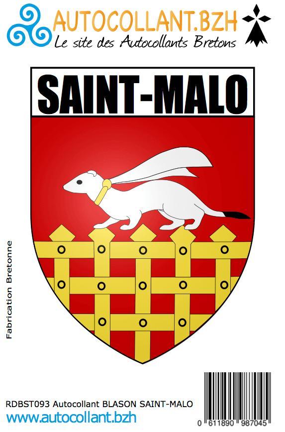 Autocollant Blason Ville de Saint-Malo - Le Blason officiel de la ville Corsaire - Autocollant BZH