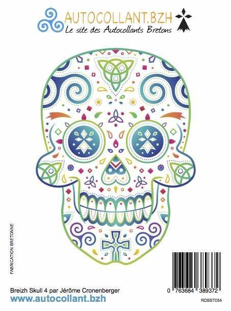 Autocollant Breton BREIZH SKULL 4 - Autocollant BZH