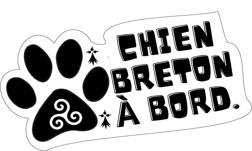 Autocollant Chien Breton à Bord - Patte de Chien Fabrication Bretonne - Autocollant BZH