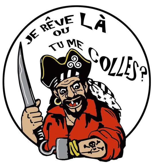 Autocollant Pirate Breton "Tu me Colles?"