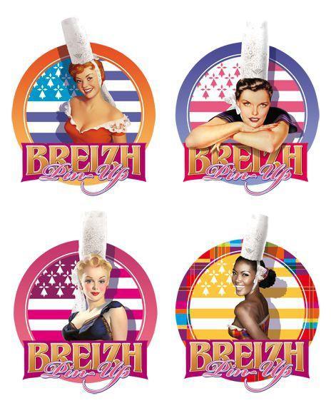 Mini Sticker pin-up les Bretonnes - Autocollant BZH