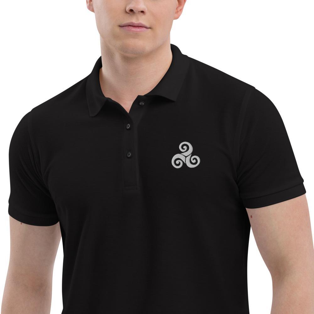 Polo Homme Triskell Brodé Blanc - Autocollant BZH