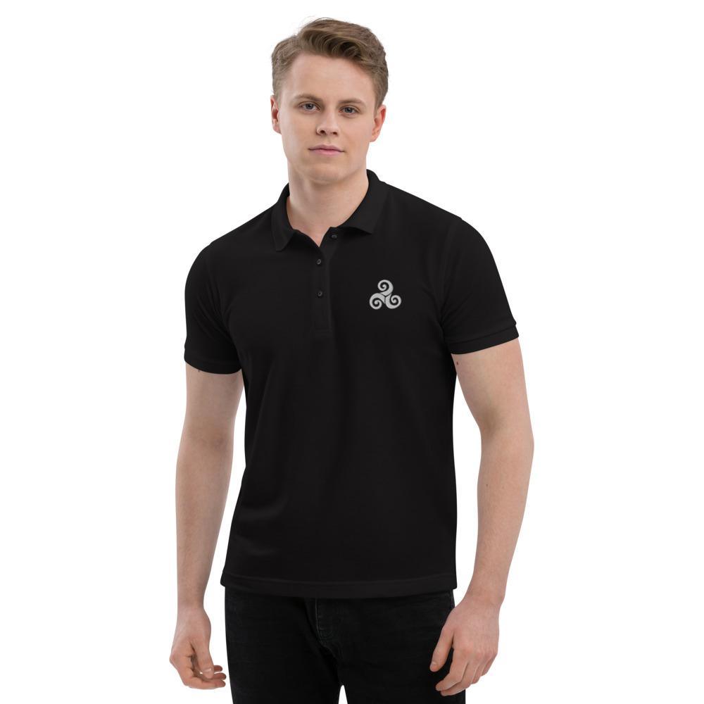 Polo Homme Triskell Brodé Blanc - Autocollant BZH