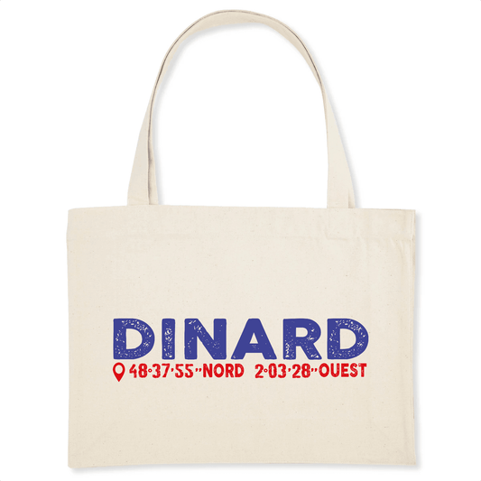 Shopping bag DINARD Latitude & Longitude en coton Bio - Autocollant BZH