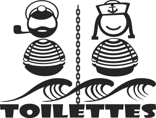 Sticker Breton Porte Design Couple Breton Toilettes - Autocollant BZH