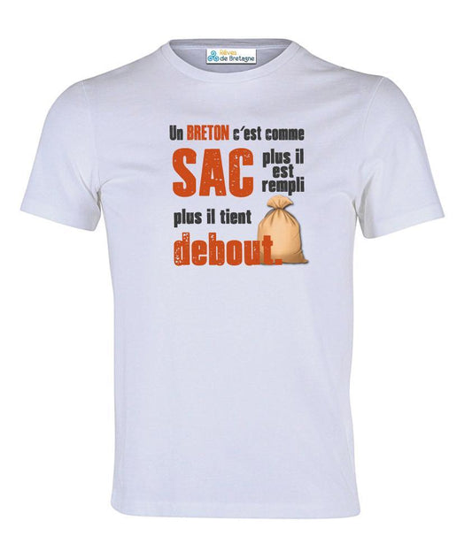 Tee-shirt Blanc Un Breton C'est Comme Un Sac - Autocollant BZH