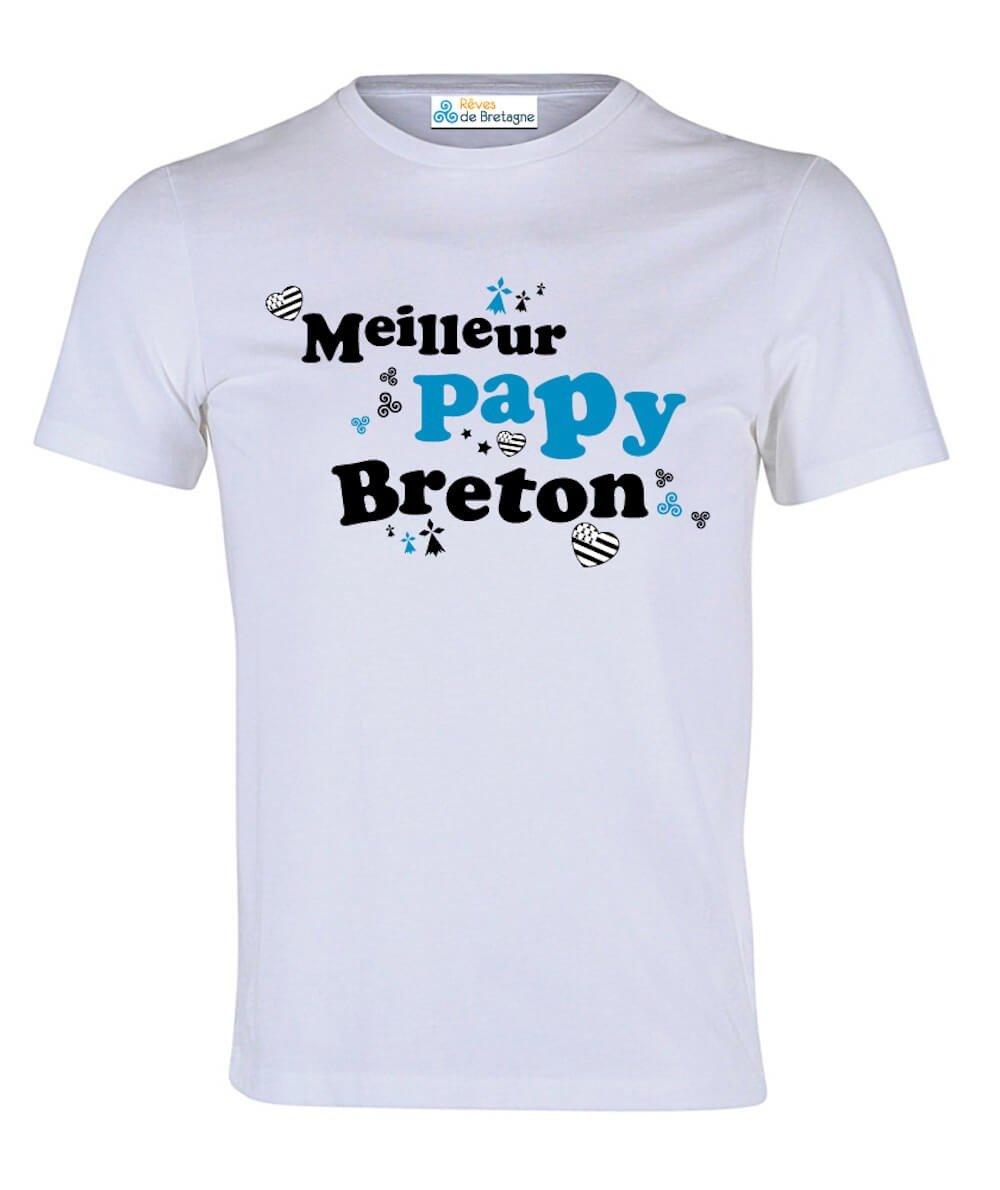 Tee-shirt Breton Meilleur Papy Breton - Autocollant BZH