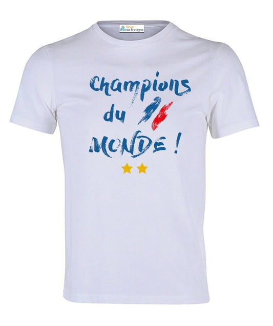 Tee-shirt Champions Du Monde 2 Étoiles - Autocollant BZH