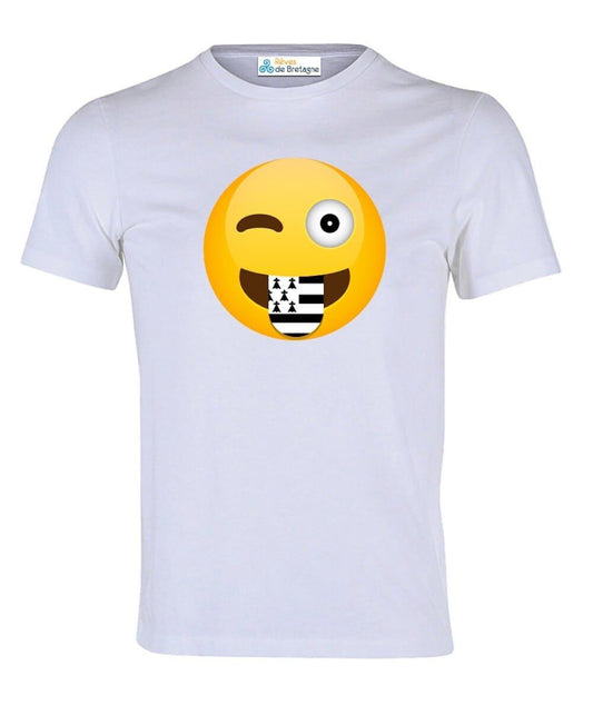 Tee-shirt Emoji Breton Tire La Langue - Autocollant BZH