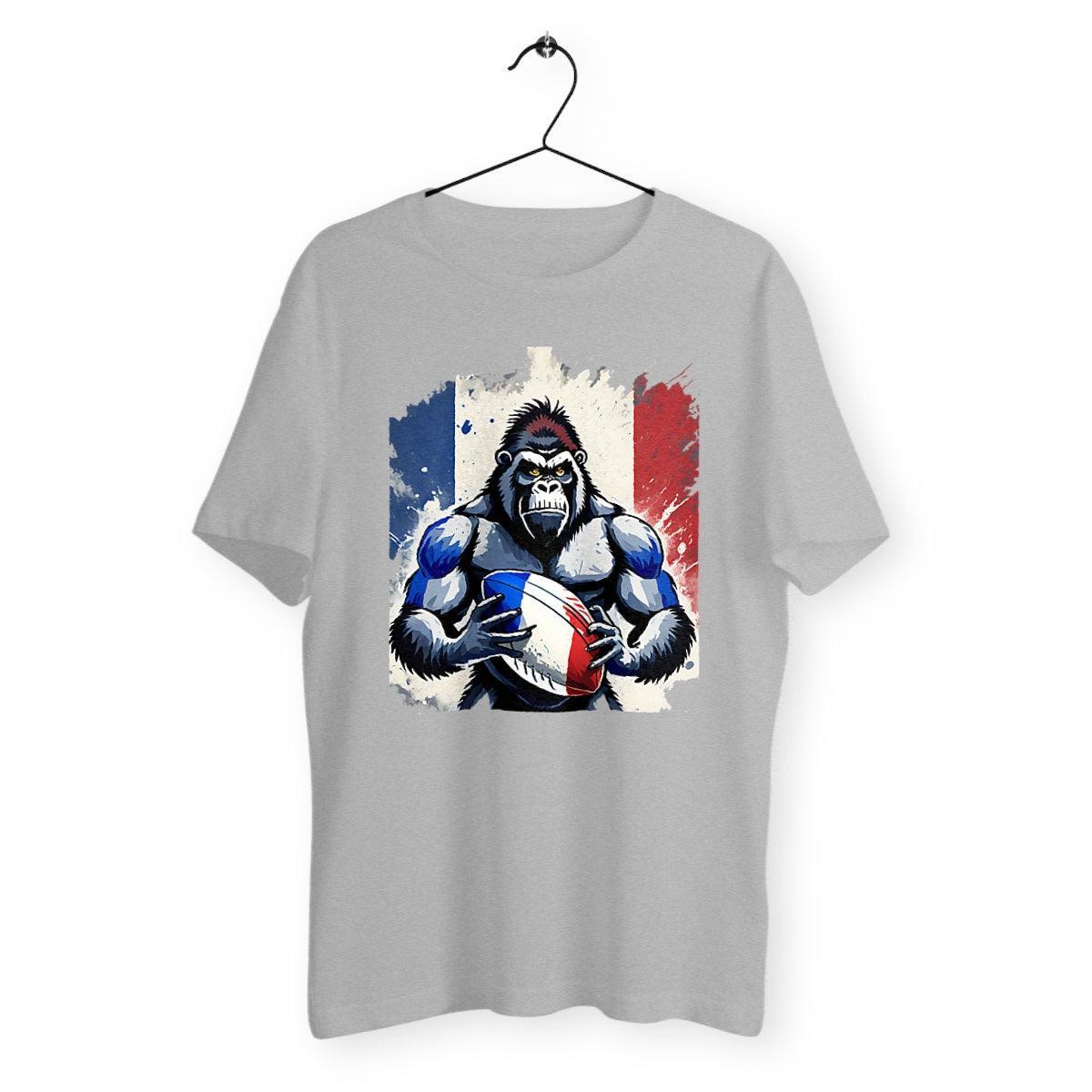 Tee-shirt Gorille Rugby Drapeau Français - 100% coton biologique