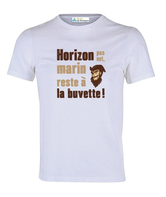 Tee-shirt Horizon Pas Net Marin Reste à la Buvette - Autocollant BZH